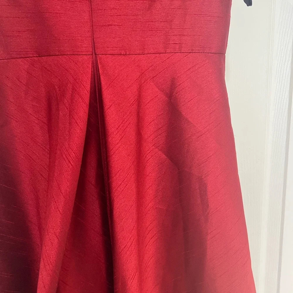 ALFRED SUNG‎ Sleeveless Pleated Skirt Red Long Formal Gown Dress Pockets prom 10 - Picture 6 of 13